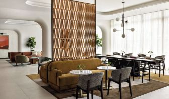 Hotel lobby at Kimpton Theta New York - Times Square.