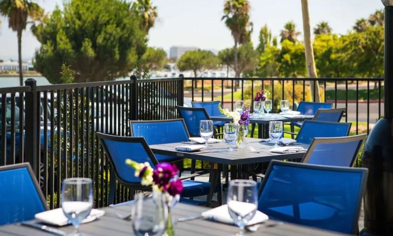 Terrace seating area at DoubleTree By Hilton San Francisco Airport North Bayfront.