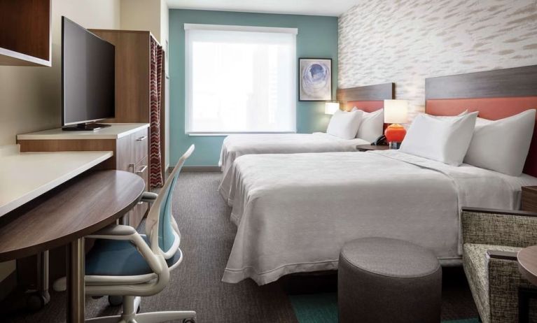 Day use twin room with work desk at 	Home2 Suites By Hilton Denver Downtown Convention Center.