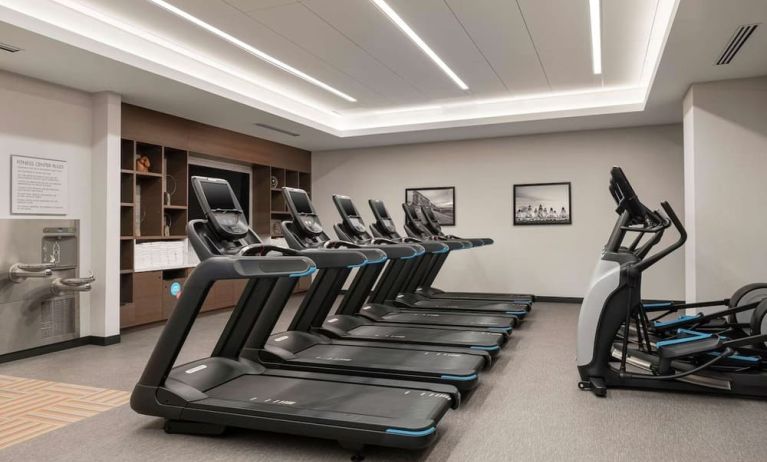 Well equipped fitness center at 	Home2 Suites By Hilton Denver Downtown Convention Center.