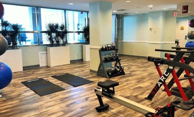 Well equipped fitness center at Hilton Newark Airport.