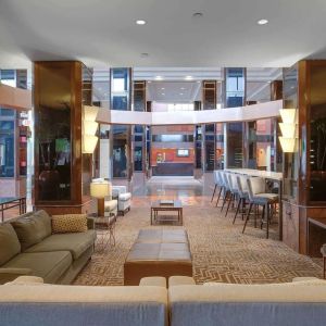 Lobby lounge at Hilton Newark Airport.