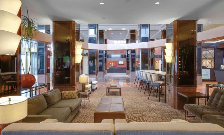 Lobby lounge at Hilton Newark Airport.
