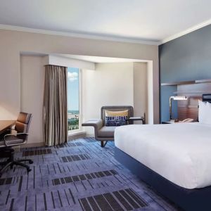 Day use room with work desk at Hilton Newark Airport. 
