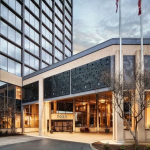 Hotel entrance at Crowne Plaza Dallas Market Ctr - Love Field.