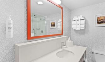 Private guest bathroom with free toiletries at Hampton Inn Chicago/Naperville.