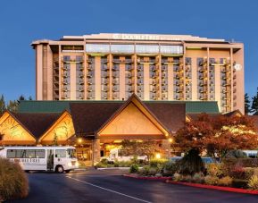 Hotel exterior at the DoubleTree by Hilton Seattle Airport.