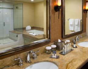Guest bathroom at the DoubleTree by Hilton Seattle Airport.