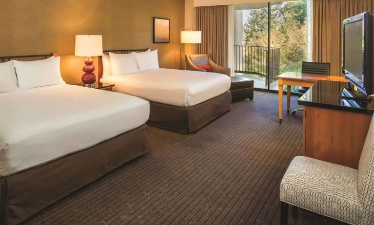 Queen beds at the DoubleTree by Hilton Seattle Airport.