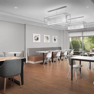 Dining area perfect for coworking at TownePlace Suites Franklin Cool Springs.