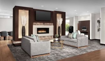Lobby and coworking lounge at TownePlace Suites Franklin Cool Springs.