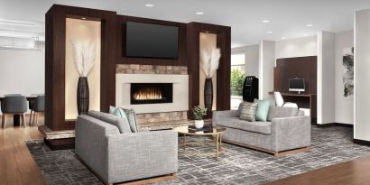 Lobby and coworking lounge at TownePlace Suites Franklin Cool Springs.