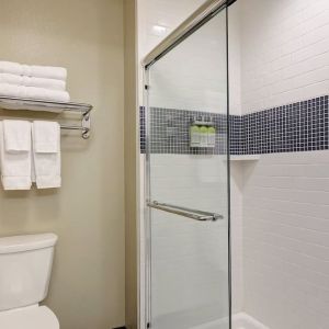 Private gueest bathroom with shower and free toiletries at Staybridge Suites Washington D.C.- Greenbelt.
