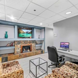 Business center and workspace at Radisson Hotel Schaumburg.