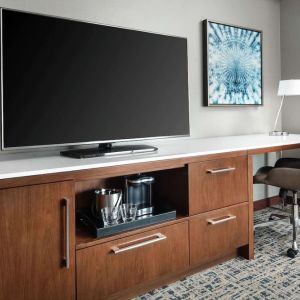 Day use room's workspace at Hilton Boston Logan Airport.