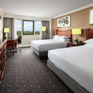 Day use twin room with work desk at Hilton Short Hills.