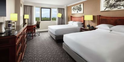 Day use twin room with work desk at Hilton Short Hills.