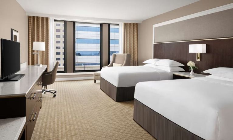 Day use twin room with work desk at Hilton Indianapolis Hotel & Suites.