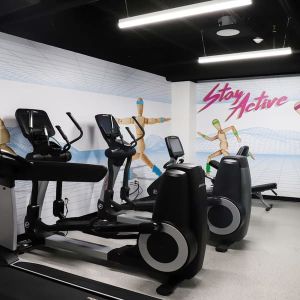 Fitness center available at Hotel Studio Allston.