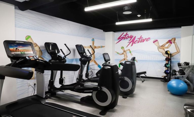 Fitness center available at Hotel Studio Allston.