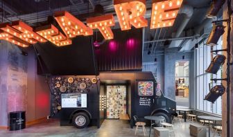 Lobby area at Moxy Boston Downtown.