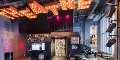 Lobby area at Moxy Boston Downtown.