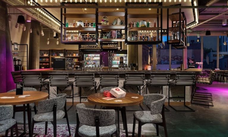 Hotel bar at Moxy Boston Downtown.