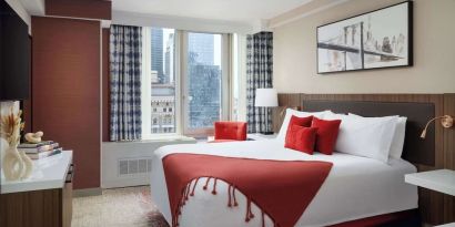 Day use room with city views at Hilton Garden Inn New York/West 35th Street.
