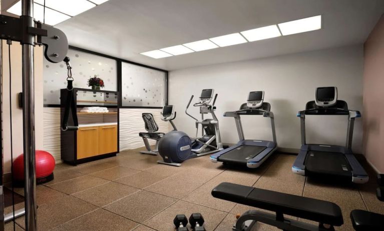 Fitness center at Hilton New York Fashion District.