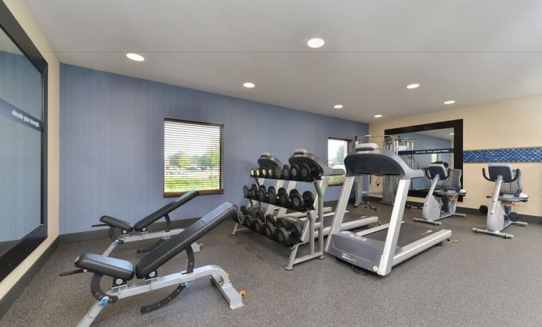 Well equipped fitness center at Hampton Inn Iowa City/University Area.