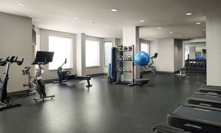 Well equipped fitness center at Homewood Suites By Hilton Shreveport / Bossier City, LA.