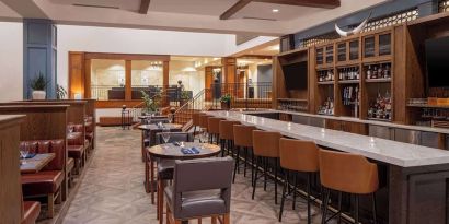 Hotel bar at Hilton San Antonio Hill Country.
