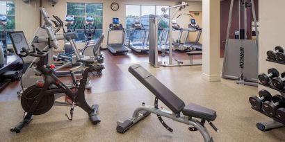 Fitness center at Hilton San Antonio Hill Country.