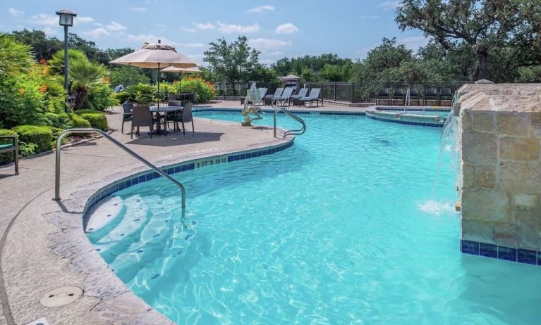Relaxing pool area at Hilton San Antonio Hill Country.
