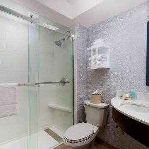 Guest bathroom with shower at Hampton Inn Ft. Lauderdale-Cypress Creek.