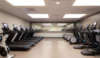Equipped fitness center at Hilton Los Angeles Airport.