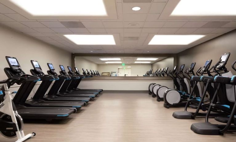 Equipped fitness center at Hilton Los Angeles Airport.
