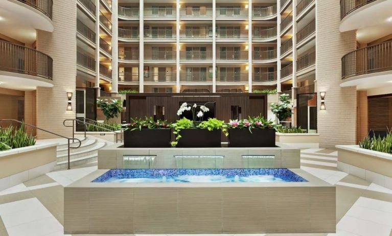 Hotel lobby at Embassy Suites By Hilton Arcadia Pasadena Area.