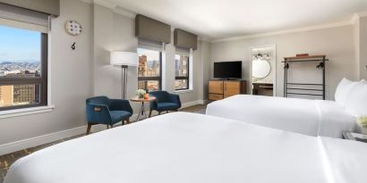 Day use twin room with private bathroom at Stanford Court San Francisco.