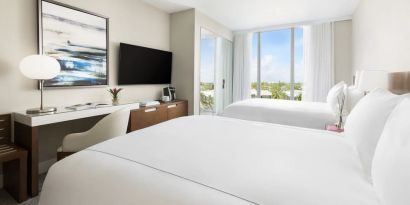 Day use twin room with work desk at The Altair Hotel Bay Harbor.
