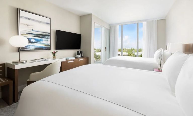 Day use twin room with work desk at The Altair Hotel Bay Harbor.