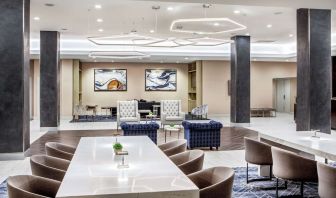 Lobby workspace, perfect for co-working at DoubleTree By Hilton Washington DC North/Gaithersburg.