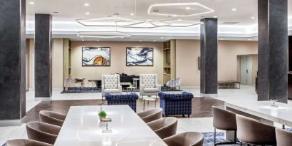 Lobby workspace, perfect for co-working at DoubleTree By Hilton Washington DC North/Gaithersburg.