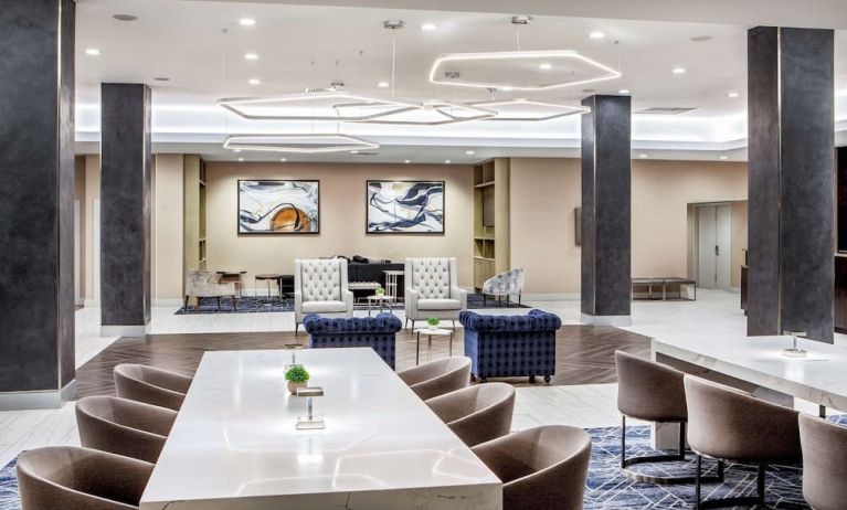 Lobby workspace, perfect for co-working at DoubleTree By Hilton Washington DC North/Gaithersburg.