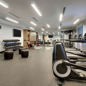 Well equipped fitness center at The Rose Hotel Chicago O’Hare, Tapestry Collection By Hilton.