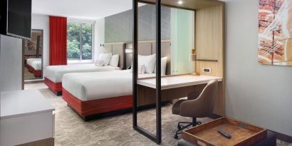 Day use twin room with workspace at 	SpringHill Suites Atlanta Northwest.