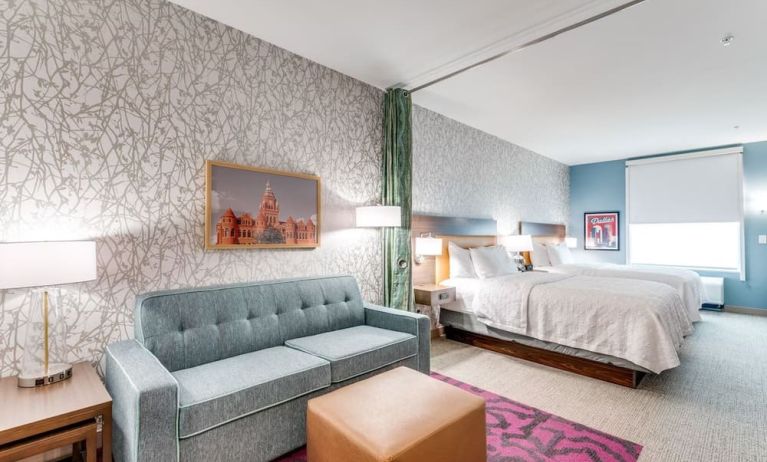 Day use twin room with work desk and living area at Home2 Suites By Hilton Dallas Medical District Lovefield.