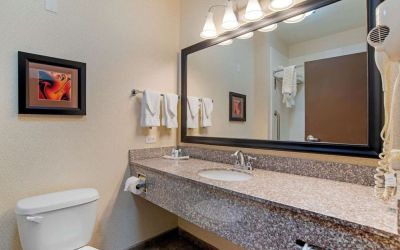 Private guest bathroom with free toiletries at Comfort Suites Alexandria, LA.