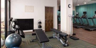Well equipped fitness center at Holiday Inn Express Towson Baltimore North.
