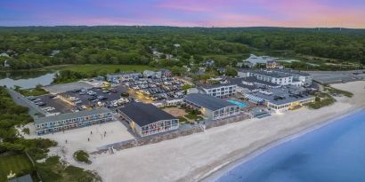 Aerial view of Sea Crest Beach Hotel.
